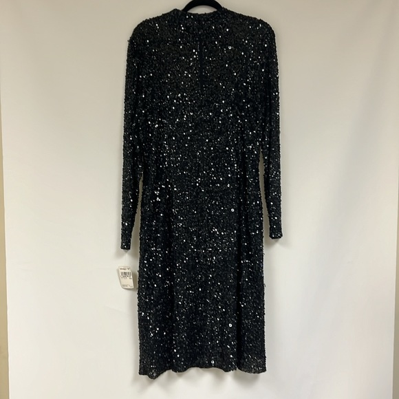 Adrianna Papell sequins long sleeves mock neck sheath Dress - Picture 10 of 11